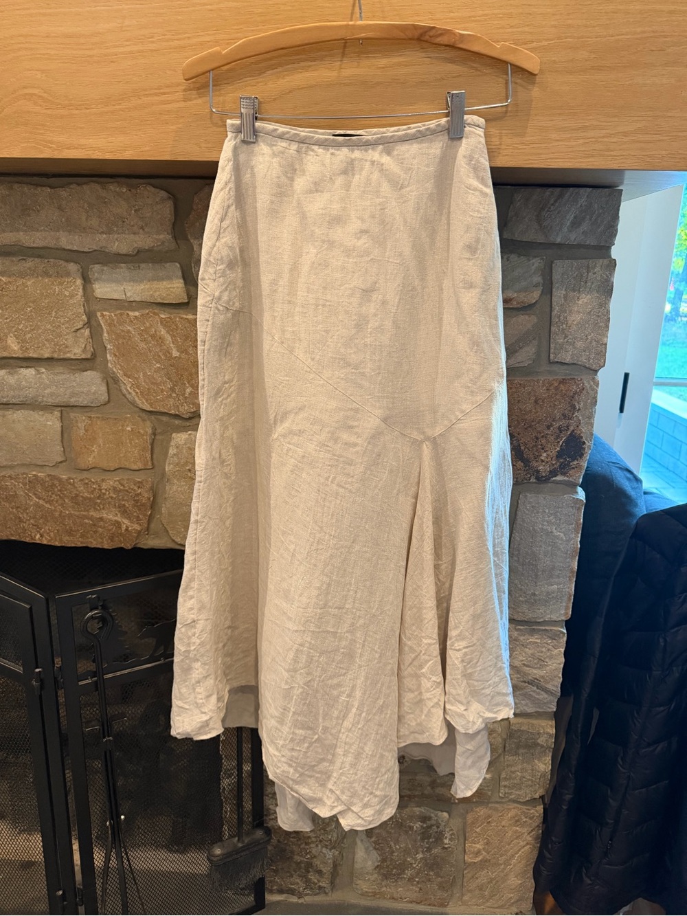 Theory 100% Linen Asymmetrical Maxi Skirt | Minimalist Ivory Neutral size 2 - Picture 6 of 12